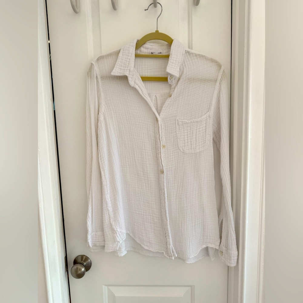 Lightweight White Button-Down Shirt - Casual Women's Top